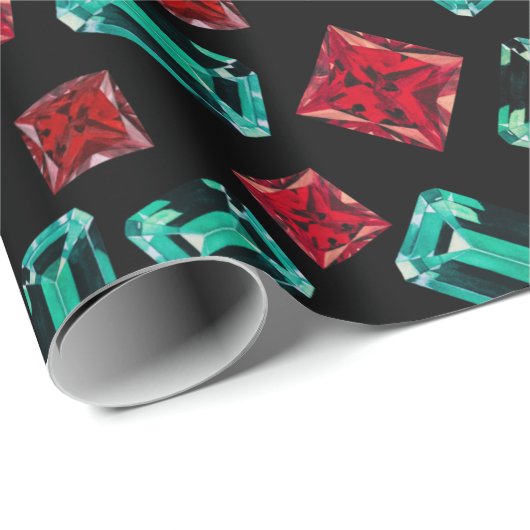 Elegant Waterverf Emerald Ruby Pareltjes Patroon Cadeaupapier (Rol Hoek)