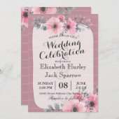Elegant Waterverf- en straffe-bruiloft Kaart (Voorkant / Achterkant)