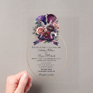 Elegant Waterverf Equestrian Wedding Acryl Uitnodigingen