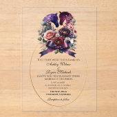 Elegant Waterverf Equestrian Wedding Acryl Uitnodigingen (Voorkant)
