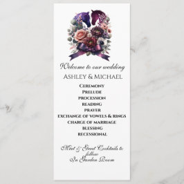 Elegant Waterverf Equestrian Wedding Programmakaart