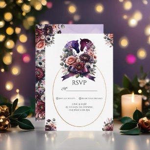 Elegant Waterverf Equestrian Wedding RSVP Kaartje