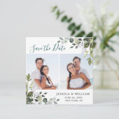 Elegant Waterverf Eucalyptus 2 FOTO Weddenschap Save The Date (Staand voorkant)
