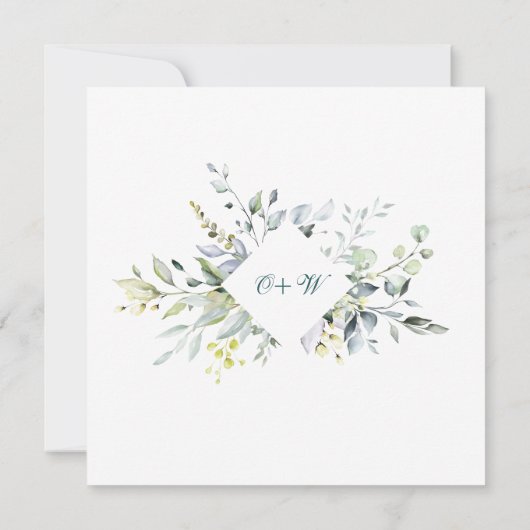Elegant Waterverf Eucalyptus 2 FOTO Weddenschap Save The Date (Achterkant)