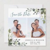 Elegant Waterverf Eucalyptus 2 FOTO Weddenschap Save The Date (Voorkant)