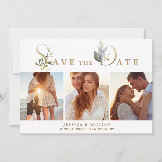 Elegant Waterverf Eucalyptus 3 FOTO Weddenschap Save The Date (Voorkant)