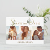 Elegant Waterverf Eucalyptus 3 FOTO Weddenschap Save The Date (Staand voorkant)