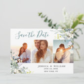 Elegant Waterverf Eucalyptus 3 FOTO Weddenschap Save The Date (Staand voorkant)