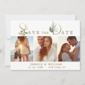 Elegant Waterverf Eucalyptus 3 FOTO Weddenschap Save The Date (Voorkant)