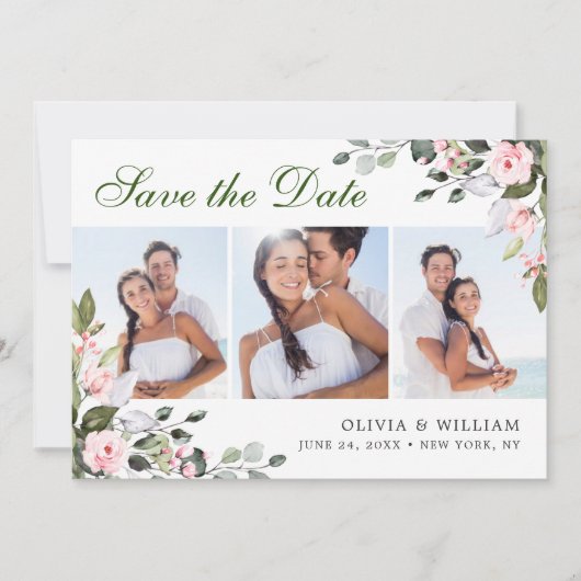 Elegant Waterverf Eucalyptus 3 FOTO Weddenschap Save The Date (Voorkant)
