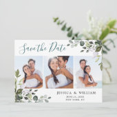 Elegant Waterverf Eucalyptus 3 FOTO Weddenschap Save The Date (Staand voorkant)