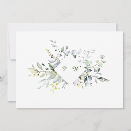 Elegant Waterverf Eucalyptus 3 FOTO Weddenschap Save The Date (Achterkant)