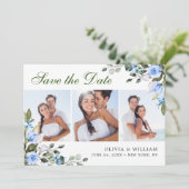 Elegant Waterverf Eucalyptus 3 FOTO Weddenschap Save The Date (Staand voorkant)