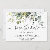Elegant Waterverf Eucalyptus 3 FOTO Weddenschap Save The Date (Voorkant)