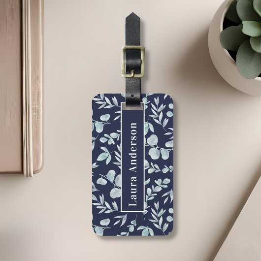 Elegant Waterverf Eucalyptus Aangepast Bagagelabel