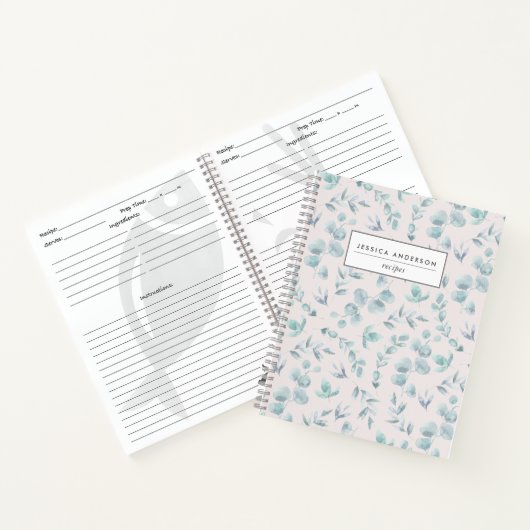 Elegant Waterverf Eucalyptus Aangepast recept Notitieboek (Binnen)