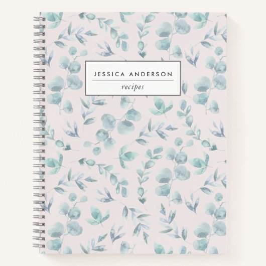 Elegant Waterverf Eucalyptus Aangepast recept Notitieboek (Voorkant)