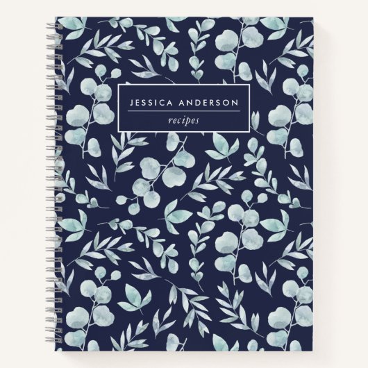 Elegant Waterverf Eucalyptus Aangepast recept Notitieboek (Voorkant)