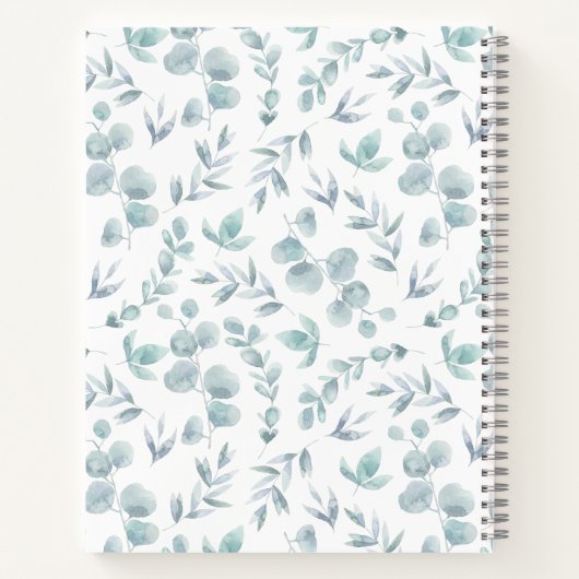Elegant Waterverf Eucalyptus Aangepast recept Notitieboek (Achterkant)