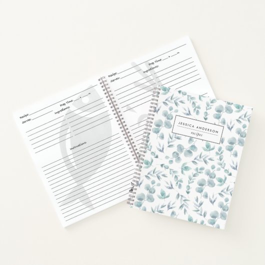 Elegant Waterverf Eucalyptus Aangepast recept Notitieboek (Binnen)