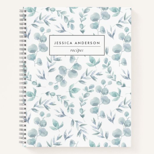 Elegant Waterverf Eucalyptus Aangepast recept Notitieboek (Voorkant)