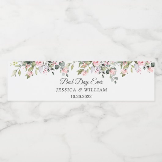 Elegant Waterverf Eucalyptus Beste dag in water Waterfles Etiket (Enkel label)