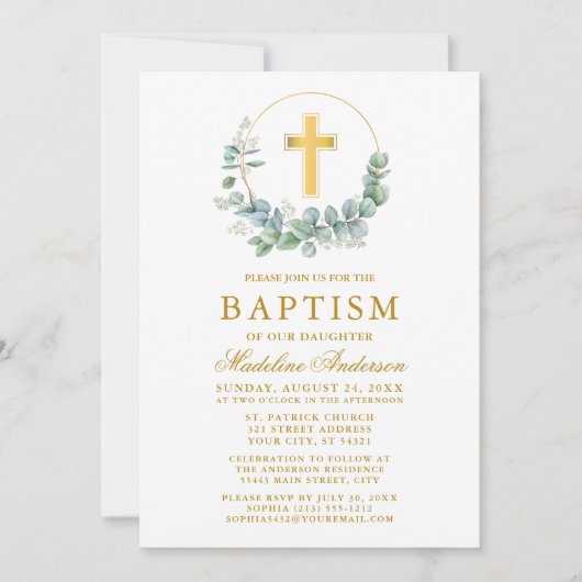 Elegant Waterverf Eucalyptus blaast goudblaasjes Kaart (Voorkant)