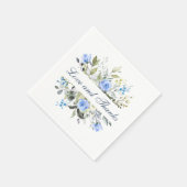 Elegant Waterverf Eucalyptus Blue Rozen Floral Servet (Hoek)