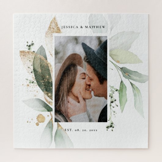Elegant Waterverf Eucalyptus Botanical Wedding Legpuzzel (Verticaal)