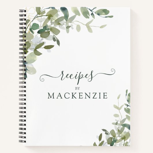 Elegant Waterverf Eucalyptus Botanisch recept Notitieboek (Voorkant)