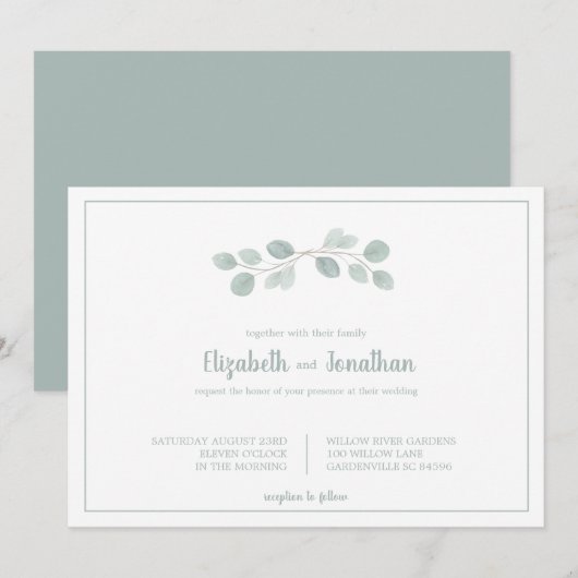 Elegant Waterverf Eucalyptus Branch Wedding Kaart (Voorkant / Achterkant)