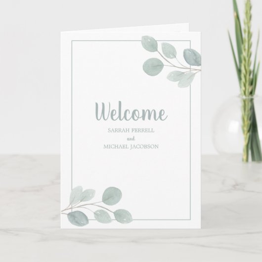 Elegant Waterverf Eucalyptus Branch Wedding Programma (Voorkant)