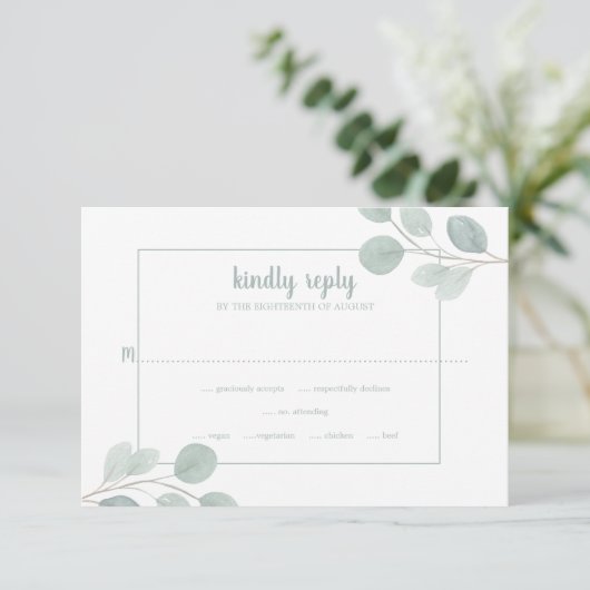 Elegant Waterverf Eucalyptus Branch Wedding RSVP Kaartje