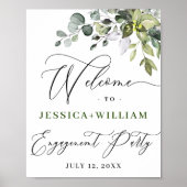 Elegant Waterverf Eucalyptus Engagement Party POS Poster (Voorkant)