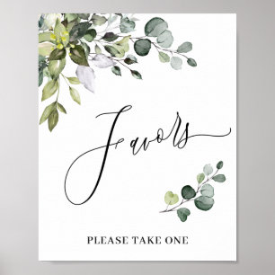 Elegant Waterverf Eucalyptus Favors Weddenschap Poster