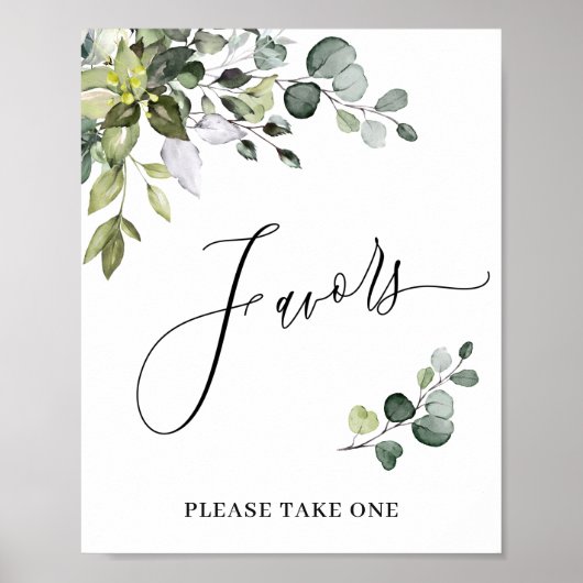 Elegant Waterverf Eucalyptus Favors Weddenschap Poster (Voorkant)