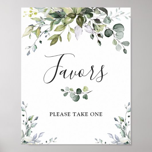 Elegant Waterverf Eucalyptus Favors Weddenschap Poster (Voorkant)
