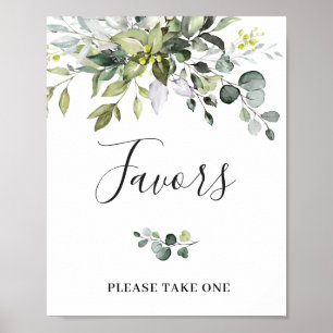 Elegant Waterverf Eucalyptus Favors Weddenschap Poster