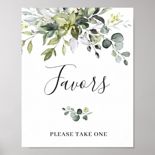 Elegant Waterverf Eucalyptus Favors Weddenschap Poster (Voorkant)