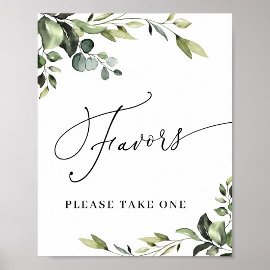 Elegant Waterverf Eucalyptus Favors Weddenschap Poster (Voorkant)