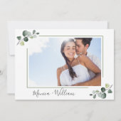 Elegant Waterverf Eucalyptus Floral PHOTO Weddensc Save The Date (Achterkant)