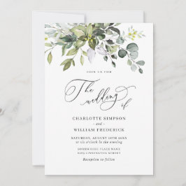 Elegant Waterverf Eucalyptus Floral Wedding FOTO Kaart