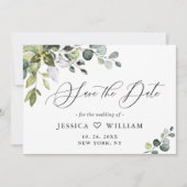 Elegant Waterverf Eucalyptus Floral Wedding FOTO Save The Date (Voorkant)