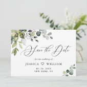 Elegant Waterverf Eucalyptus Floral Wedding FOTO Save The Date (Staand voorkant)