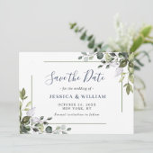 Elegant Waterverf Eucalyptus Floral Wedding Save The Date (Staand voorkant)