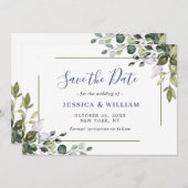 Elegant Waterverf Eucalyptus Floral Wedding Save The Date (Voorkant / Achterkant)
