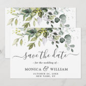 Elegant Waterverf Eucalyptus Floral Wedding Save The Date (Voorkant / Achterkant)