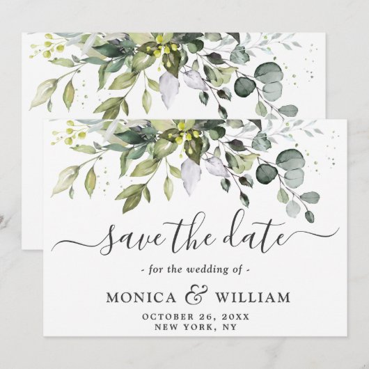 Elegant Waterverf Eucalyptus Floral Wedding Save The Date (Voorkant / Achterkant)
