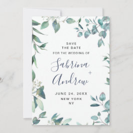 Elegant Waterverf Eucalyptus Floral Wedding Save The Date