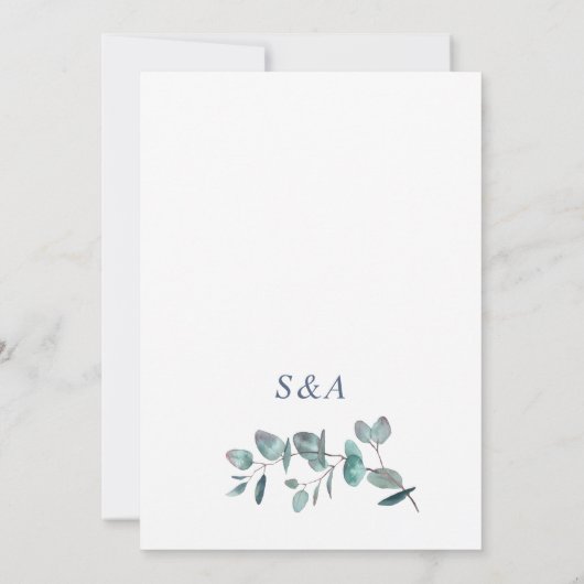 Elegant Waterverf Eucalyptus Floral Wedding Save The Date (Achterkant)